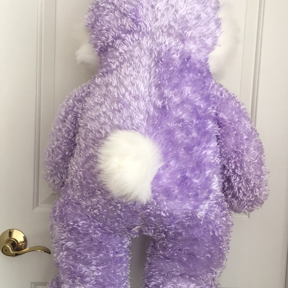 Huge Lavender Bunny Stuffed Animal Floppy Ears White Tail Pink Neck Bow - Picture 10 of 12